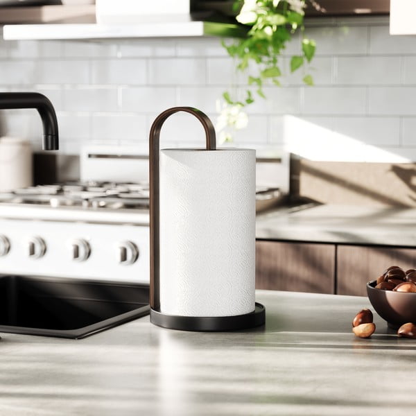 Черна дървена поставка за хартия ø 17 cm Bellwood - Umbra-image-2