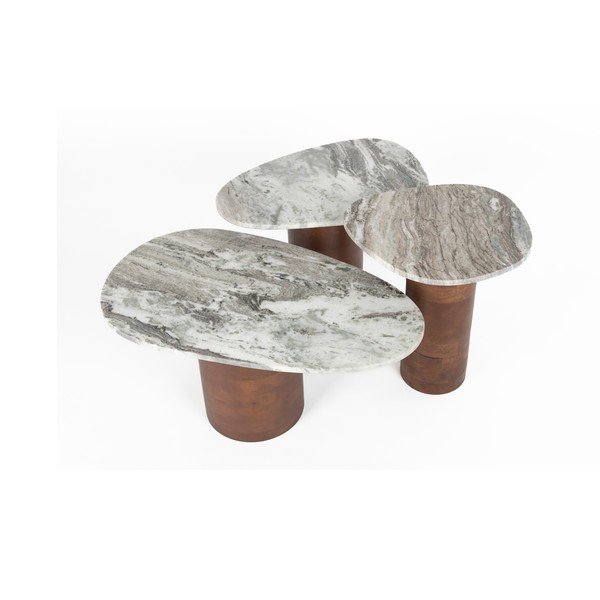 Кафяви/бежови масички за кафе в комплект 3 бр. с мраморна плоча 41x73 cm Suki – Dutchbone-image-2