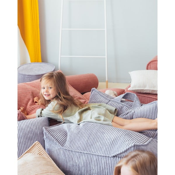 Син детски пуф от рипсено кадифе Chair – Wigiwama-image-4