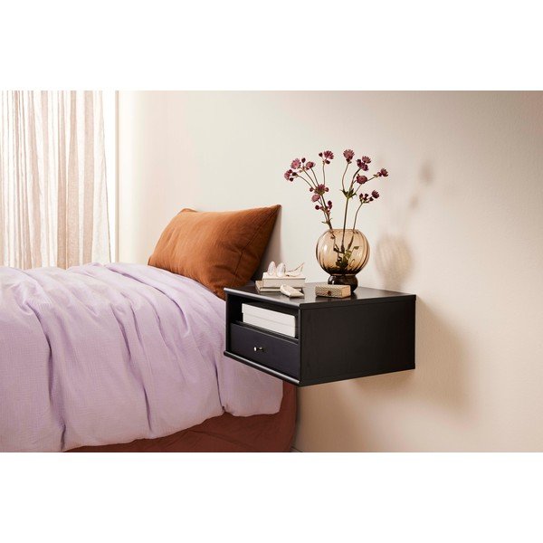Черно висящо нощно шкафче с рафтове Mistral - Hammel Furniture-image-1