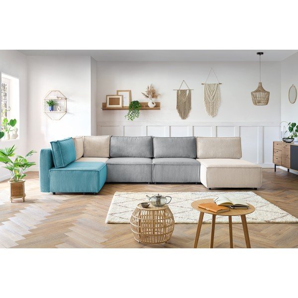 Променлив ъглов U-образен диван от велур Nihad modular - Bobochic Paris-image-1