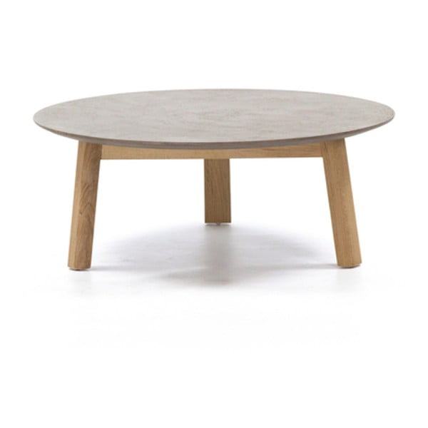 Šedý konferenční stolek z dubového dřeva PLM Barcelona, ⌀ 90 cm