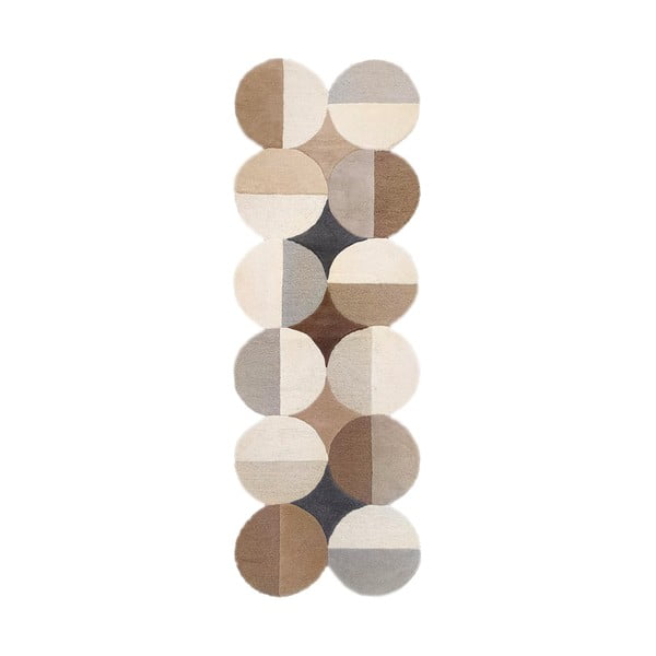 Сиво-бежова ръчно изработена вълнена пътека 80x230 cm Mia Ellipse – Flair Rugs