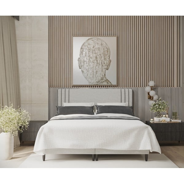 Светлосиво тапицирано двойно легло с място за съхранение 140x200 cm Musca – Maison de Rêve-image-3