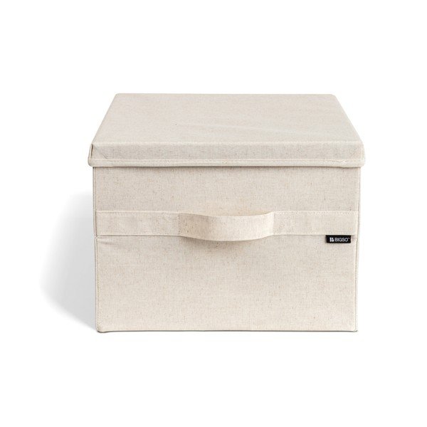 Бежова текстилна кутия за съхранение с капак 36x46x25 cm Soft Storage Large – Bigso