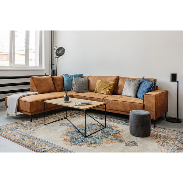 Светлокафяв ъглов диван от изкуствена кожа (десен ъгъл) Copenhagen - Scandic-image-1