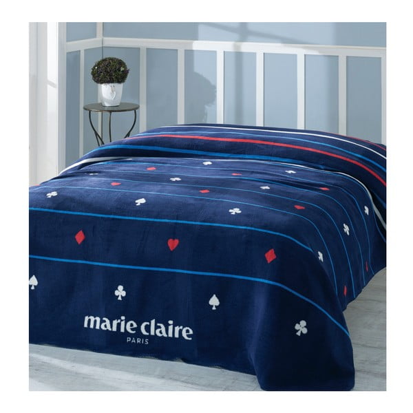 Tmavěmodrá deka z edice Marie Claire Carte, 200 x 220 cm