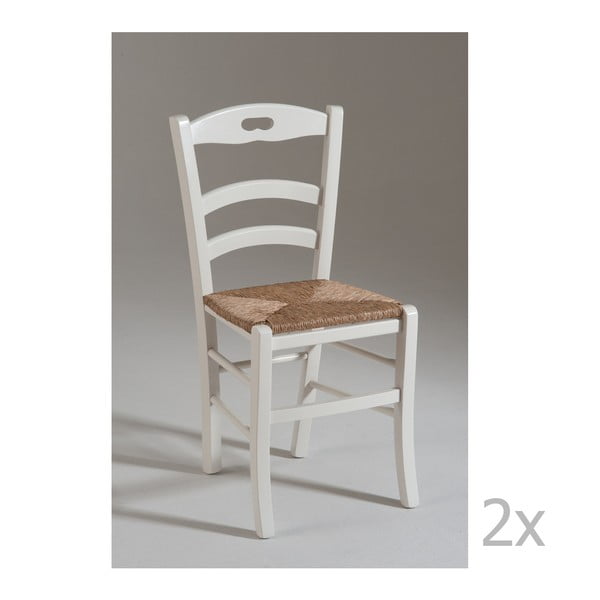 Sada 2 bílých dřevěných židlí Castagnetti Venice
