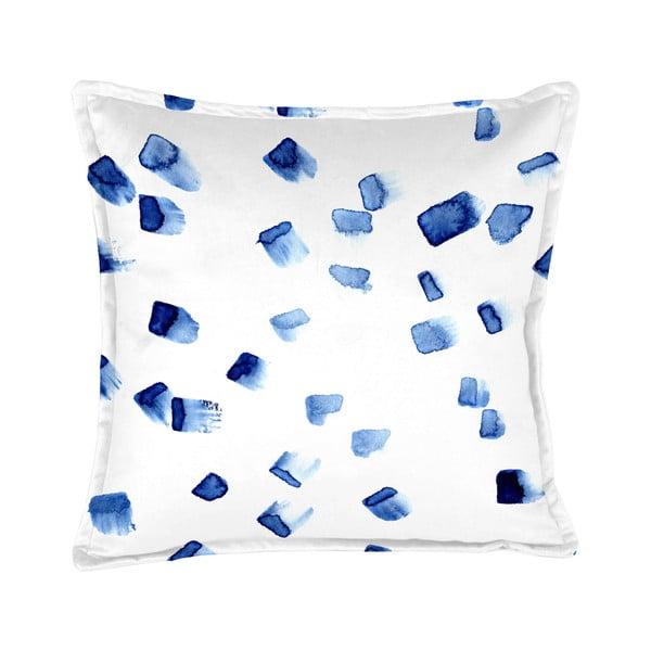 Възглавница от синьо и бяло кадифе , 45 x 45 cm Mallorca - Velvet Atelier