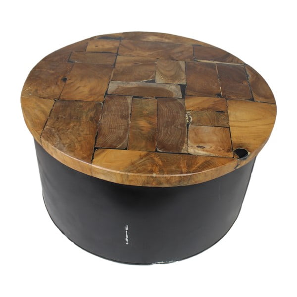 Odkládací stolek z teakového dřeva HSM Collection Drum, ⌀ 75 cm