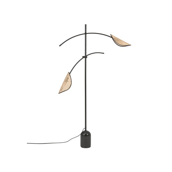 Черна подова лампа с абажури от ратан, височина 160 cm Freja - Westwing Collection