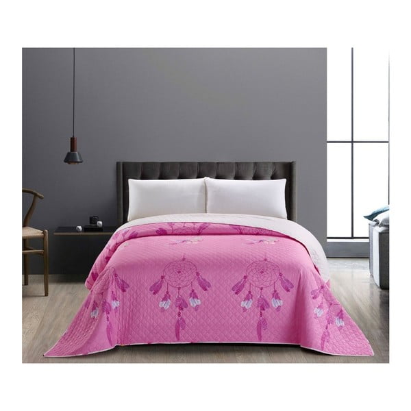 Розово-бяла двустранна покривка за легло от микрофибър , 260 x 280 cm Sweet Dreams - DecoKing