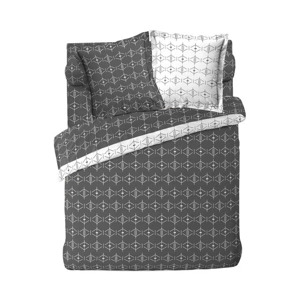 Бяла/тъмносива двойна/удължена памучна олекотена завивка 240x220 cm Aristide – douceur d'intérieur