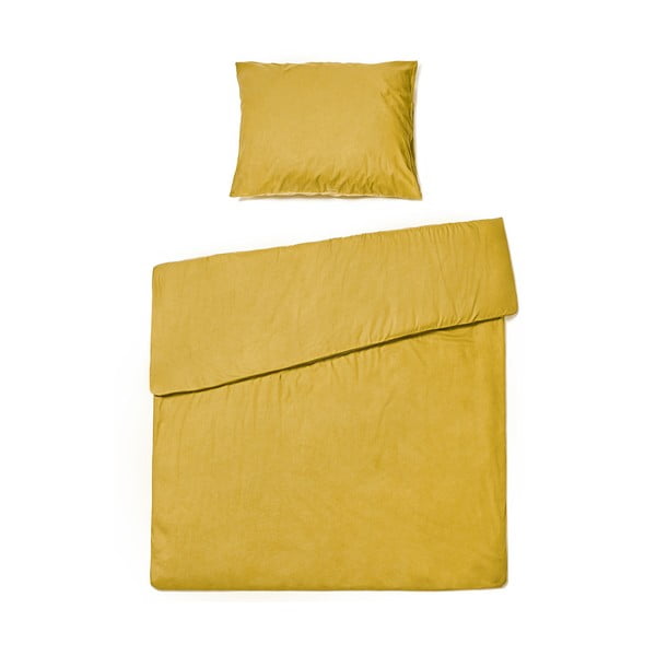 Горчично жълто памучно спално бельо за единично легло , 140 x 220 cm - Bonami Selection