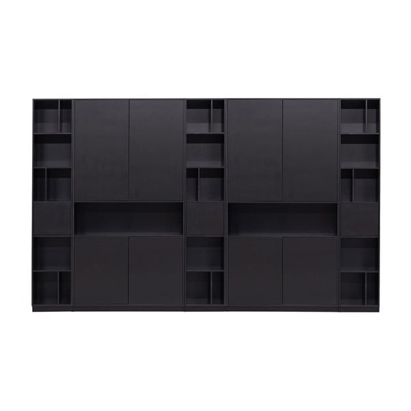 Черна модулна библиотека от масивен бор 340x210 cm Finca – WOOOD