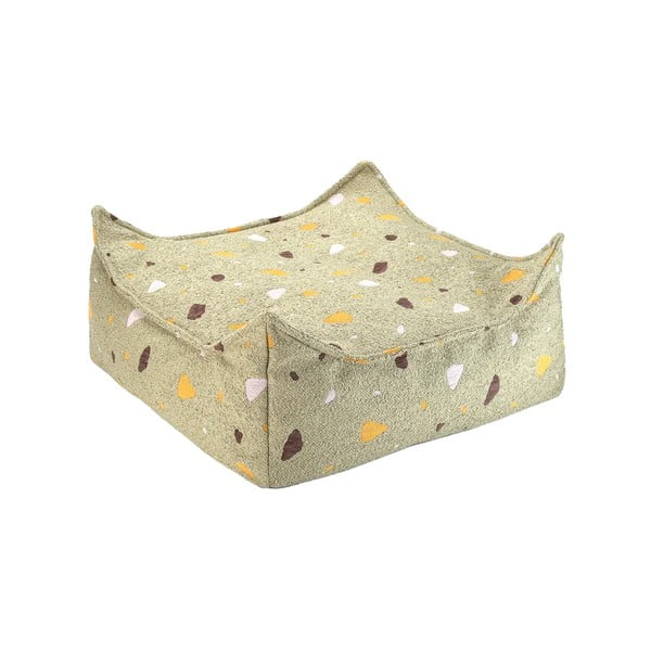 Зелен детски пуф от букле и шенил Terrazzo Square – Wigiwama