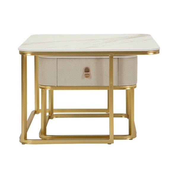 Кремави/златисти масички за кафе в комплект от 2 бр. от декор от мрамор 50x70 cm Beauty – Mauro Ferretti-image-2