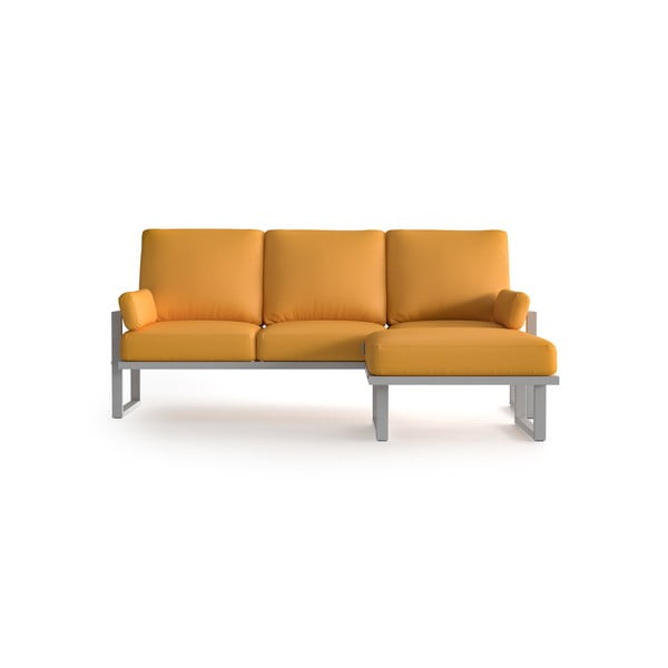 Жълтосин ъглов диван с подвижна подложка за крака и светли крака - Marie Claire Home