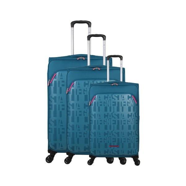 Комплект от 3 сини багажа на 4 колела Lulucastagnette Bellatrice - LULUCASTAGNETTE