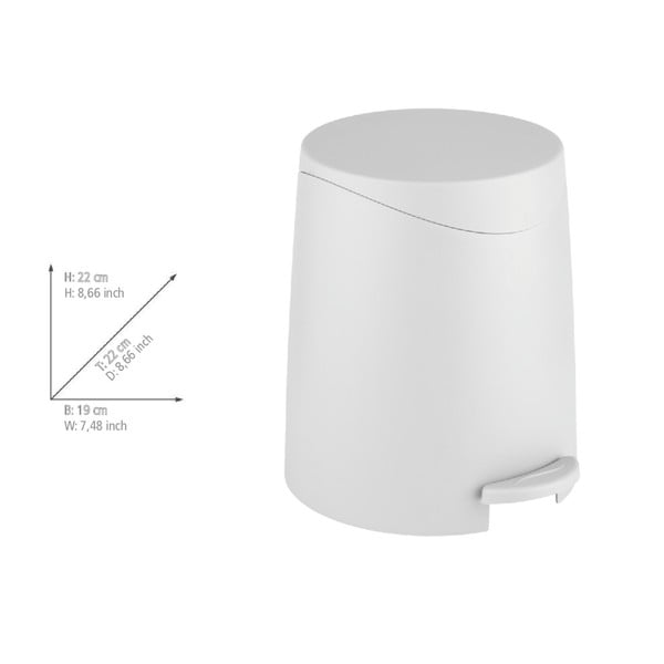 Бяло пластмасово кошче за боклук с педал 3 l Portes – Allstar-image-3