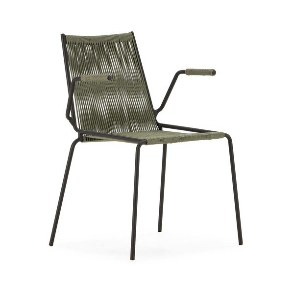 Зелени метални трапезни столове в комплект с подлакътници/за подреждане 2 бр. Emily – Marckeric