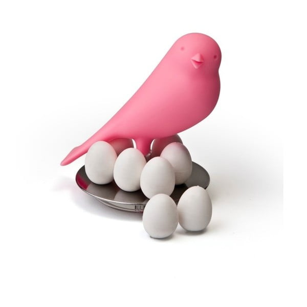 Růžový stojánek s magnety Qualy Magnetic Egg Sparrow