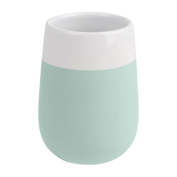 Зелена и бяла керамична чаша за четка за зъби Matta Malta - Wenko-image-1