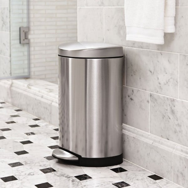 Стоманено кошче за боклук с педал сребърно 10 l – simplehuman-image-1