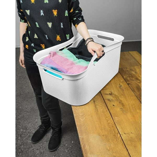 Бял пластмасов кош за пране 41 л Brisen - Rotho-image-3