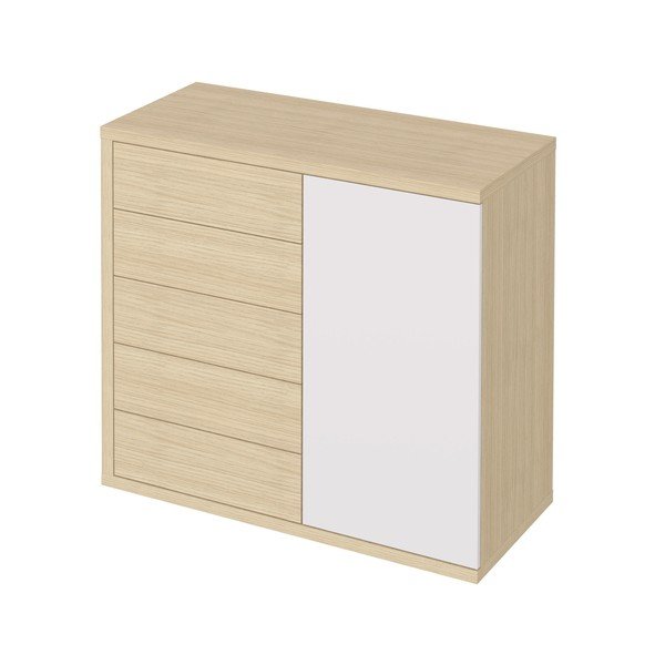 Бял нисък гардероб в дъб 113x113 cm Hugo - TemaHome-image-2