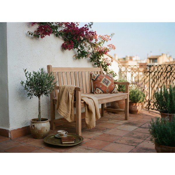 Градинска пейка от масивно дърво в естествен цвят Solo – Garden Pleasure-image-1