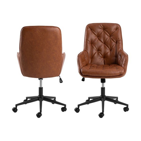 Кафяв офис стол от имитация на кожа Erik – Actona-image-3