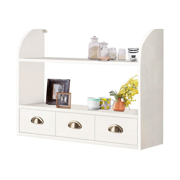 Бял стенен рафт на няколко нива от масивен бор 75 cm Toscana – Støraa-image-2