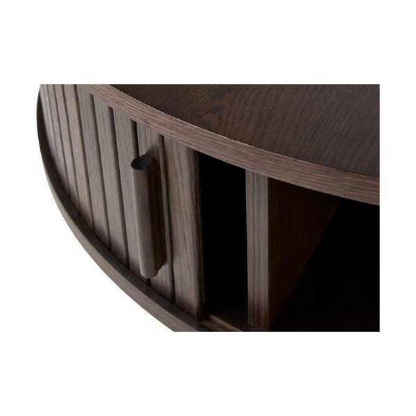 Кръгла масичка за кафе от декор от дъб  в тъмно естествен цвят ø 85 cm Meta – Unique Furniture-image-4