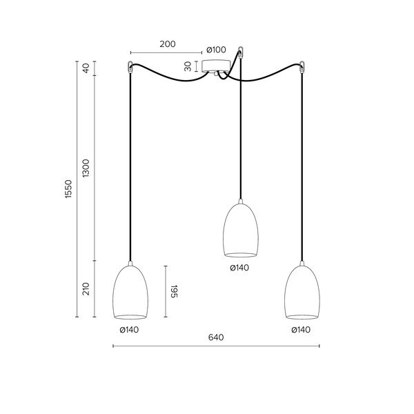 Бяла висулка с три рамена Елементарно матово, ⌀ 14 cm Ume - Sotto Luce-image-4