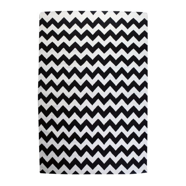 Vlněný koberec Geometry Zic Zac Black & White, 200x300 cm