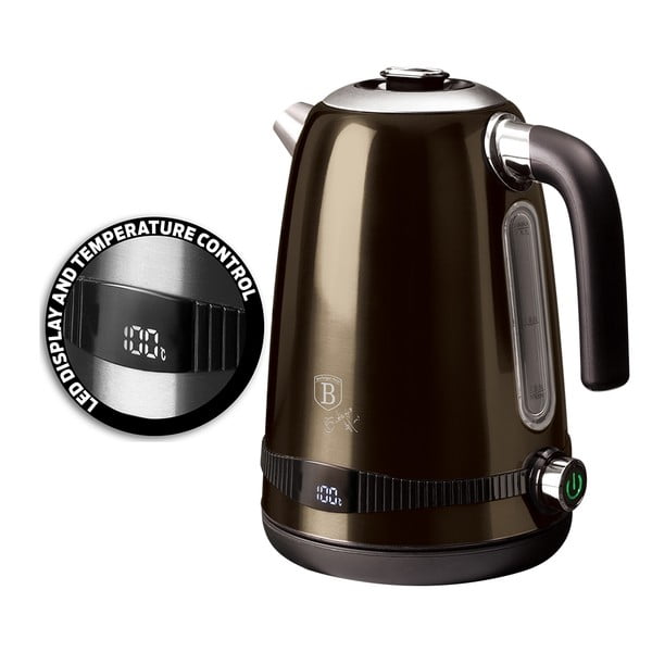 Кафява електрическа кана 1,7 л Shiny Black Collection - BerlingerHaus-image-2
