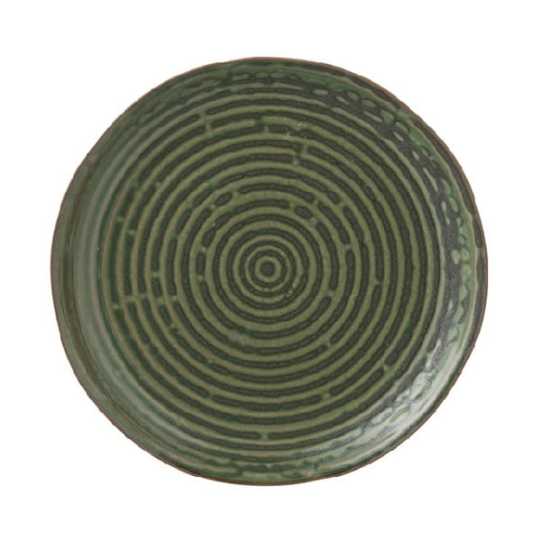 Зелена порцеланова чиния Кръгове, ⌀ 25,3 cm - J-Line