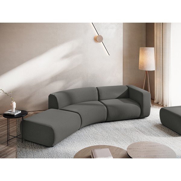 Сив кадифен шезлонг (ляв ъгъл) Ekahi – Makamii-image-1