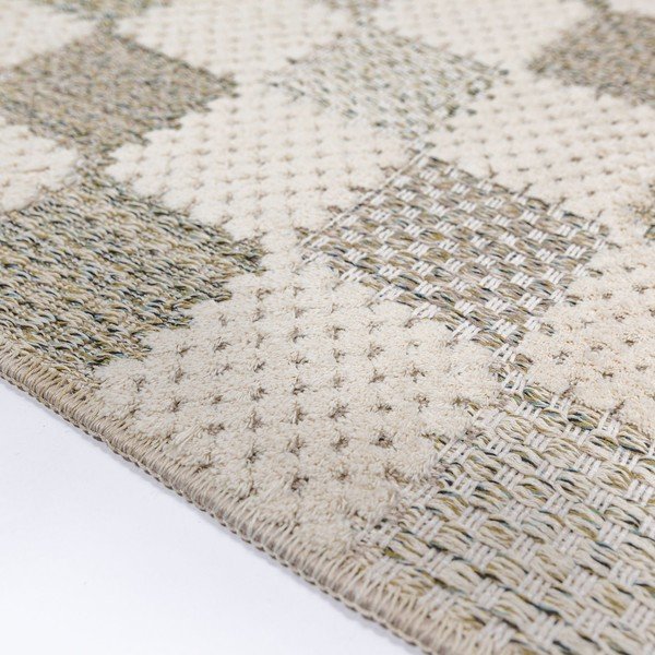 Зелена пътека със смес от памук подходяща за пране 80x230 cm Muted Checkerboard – Flair Rugs-image-2