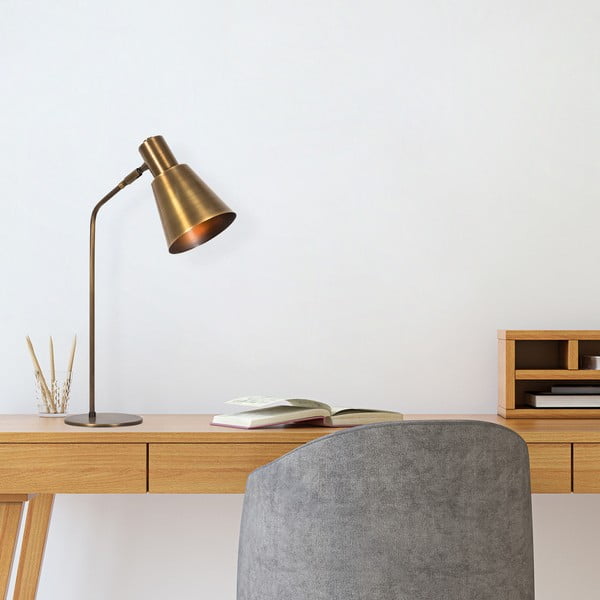 Настолна лампа  в златист цвят с метален абажур (височина 50 cm) Kem – Opviq lights-image-3