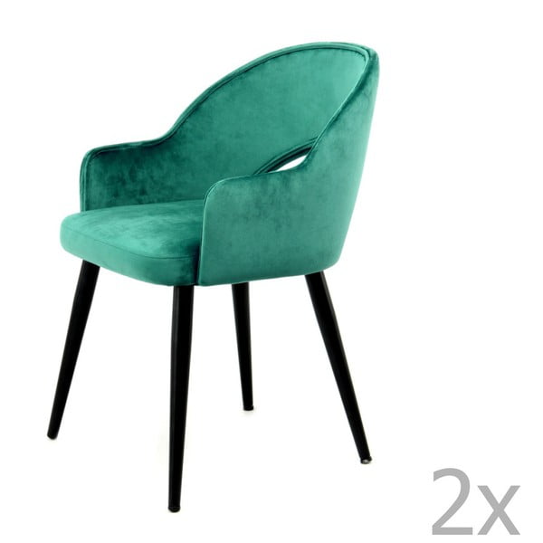 Комплект от 2 зелени трапезни стола Veit - 360 Living