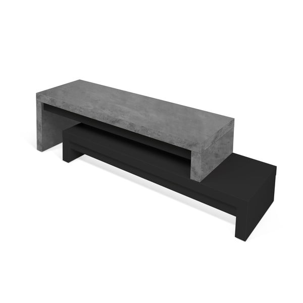 Двойна маса за телевизор, черна, с декор от бетон , 125 x 40 cm Cliff - TemaHome-image-3