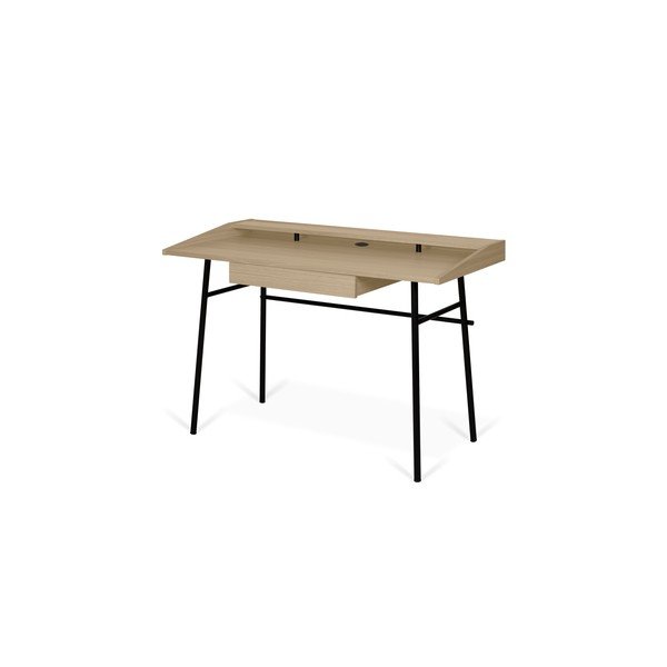 Бюро с дъбов плот и черни крака Пли, 120 x 81 cm - TemaHome-image-3