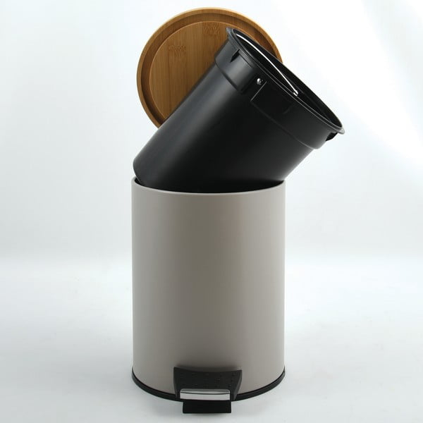Кафяво-сиво стоманено кошче за боклук с педал 5 l   Adonis – Spirella-image-2
