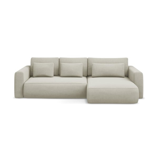 Бежов разтегателен ъглов диван с място за съхранение (десен ъгъл) Kapua – Makamii