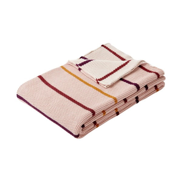 Розово памучно одеяло Rami, 130 x 200 cm - Hübsch