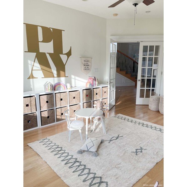 Син и кремав ръчно изработен памучен килим подходящ за пране 170x240 cm Atlas Natural – Lorena Canals-image-3