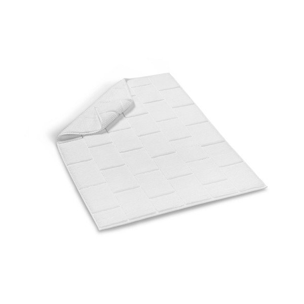 Бяла памучна постелка за баня Плочки, 50 x 80 cm - Foutastic-image-1