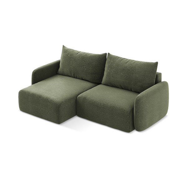 Зелен разтегателен ъглов диван с място за съхранение (ляв ъгъл) Kalena – Makamii-image-3